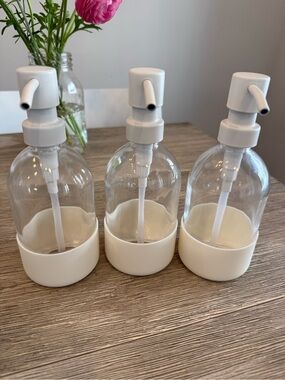 Rosy Reusable Glass Soap Dispenser Bottle - Set of 3